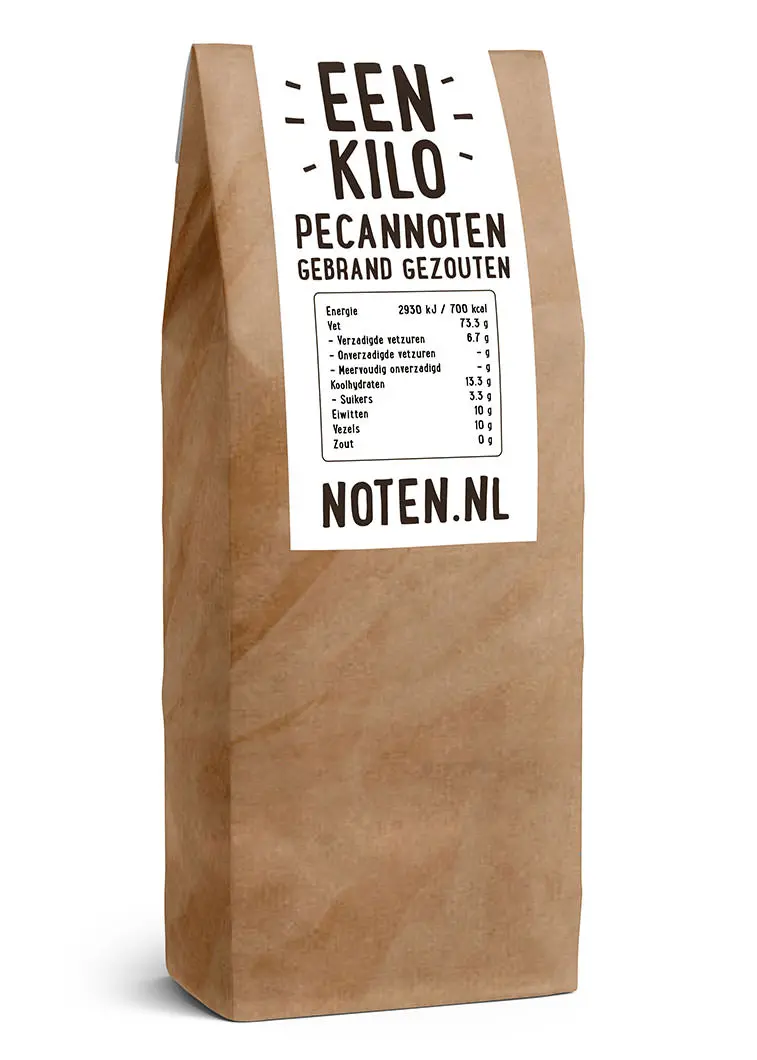 1 kilo gebrande gezouten pecannoten van Noten.nl (A-kwaliteit)