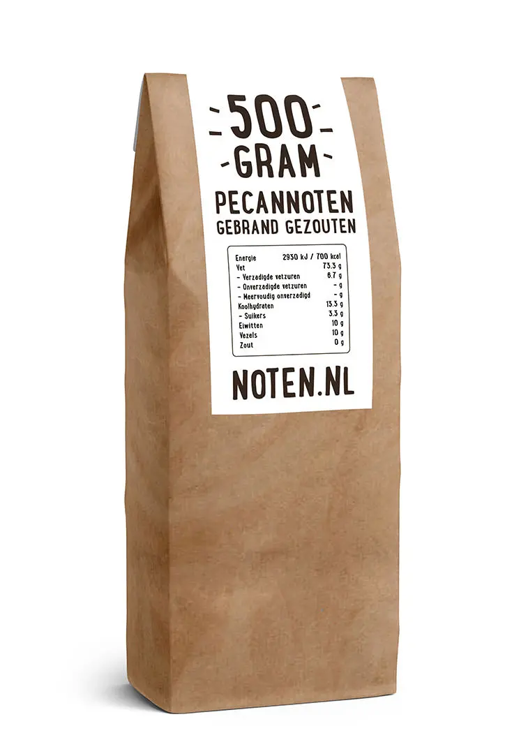 500 gram gebrande gezouten pecannoten van Noten.nl (A-kwaliteit)