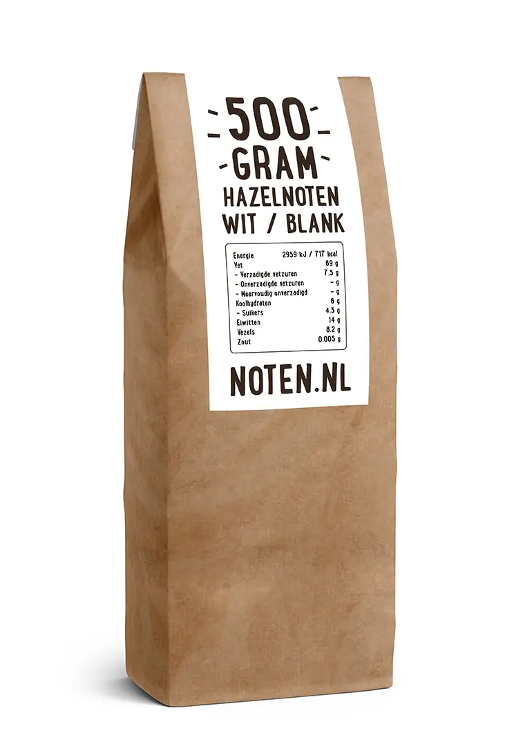 500 gram rauwe witte/blanke hazelnoten van Noten.nl