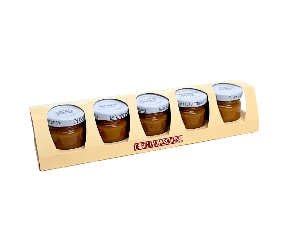 Pindakaas proefpakket van 5 mini's